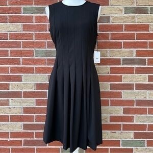 Calvin Klein Vertical Seamed NWT Black Sleeveless Fit & Flare Midi Dress 👗